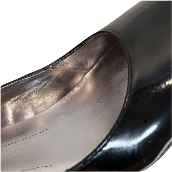 DKNYC Black Patent Pointed Toe Pump Slim Stacked Heel Pumps Stacy size 8 Office - Picture 5 of 10